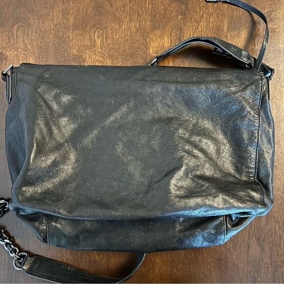 Alice + Olivia Large Leather Black Messenger Style Purse Bag - Picture 10 of 13